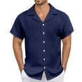 thumbnail image 1 of Men's Casual Linen Shirt - Cuban Collar, Button Down, Breathable Material, Perfect for Summer & Vacation, 1 of 5