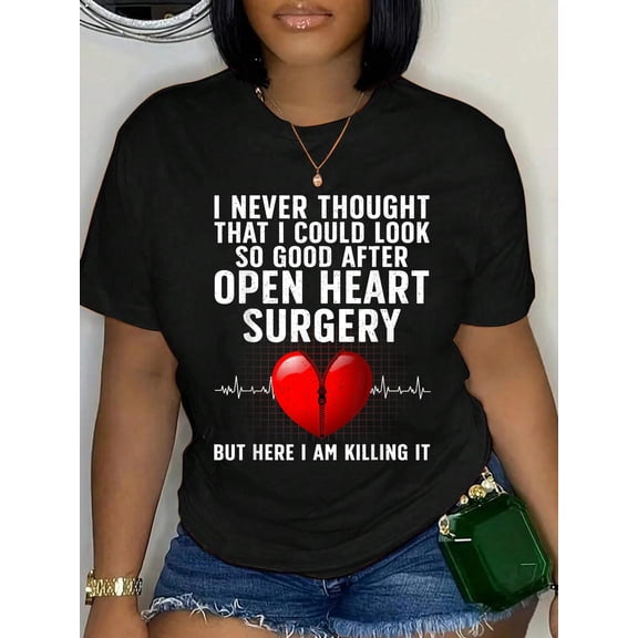 Open Heart Surgery Art for Men Women Heart Patient Operation T-Shirt Graphic Tee summer Tops For Women Round Neck Fashion Cotton shirts