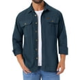 thumbnail image 1 of CAMISAS DE TRABAJO CASUAL PARA HOMBRES INSPIRADORAS DE LARGA MANGA CON BOTONES Y BOLSILLOS PARA PESCA Y senderismo Talla S Azul Oscuro, 1 of 6