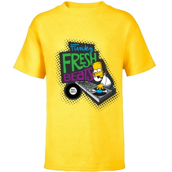 The Simpsons Bart Simpson Funky Fresh Beats Served Daily - Short Sleeve T-Shirt for Kids - Customized-Yellow