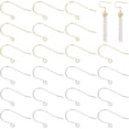 thumbnail image 1 of 100 ganchos para pendientes de acero inoxidable de 2 colores con bucles horizontales, de metal., 1 of 6