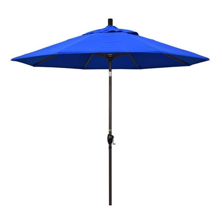 California Umbrella 9 ft. Aluminum Market Umbrella Push Tilt - Bronze-Sunbrella-Pacific Blue