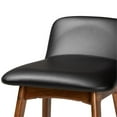 thumbnail image 6 of Bowery Hill Black Upholstered and Brown Finished Wood 2-Piece Bar Stool Set, 6 of 8