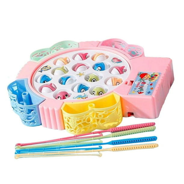 Juguete de pesca para niños con giratoria y 4 varillas para aprender para el desarrollo de Rosa