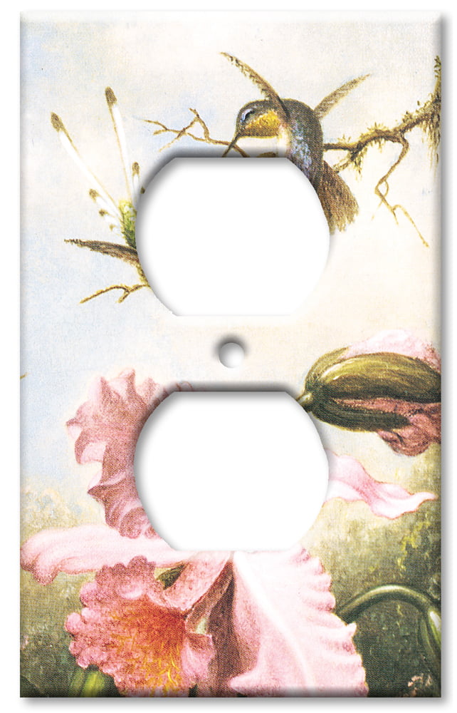 Birds Flowers Light Switch Cover Decorative 3 Gang Toggle Hummingbird for Kitchen Girls Boys Room Standard Size 4.5 x 6.38 
