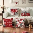 thumbnail image 6 of Godance Valentine's Day Pillow Covers 18x18 Inch Set of 4, Red Black Heart & Buffalo Plaid Valentine Throw Pillow Covers with Zipper Closure, Anniversary Wedding Cushion Covers for Couch, Sofa, Bed, 6 of 8
