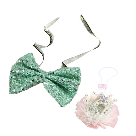 NEXAVKPR Princess Pet Wedding Girl Sequins Collar Comfortable Collar Bowknot Tulle