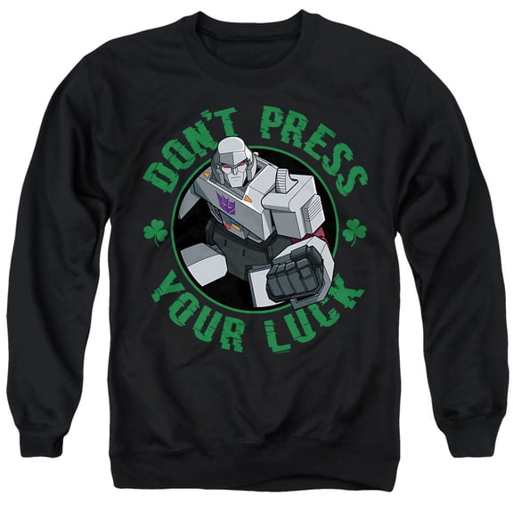 Transformers St Patrick's Day Megatron Don't Press Your Luck Unisex Adult Crewneck Sweatshirt, Black, 3X-Large