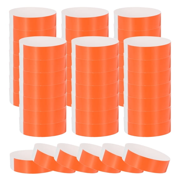 Uxcell 300Pcs Paper Wristbands for Events, Waterproof Hand Bands Colorful Party Wrist Bands for Team Building Amusement Park Concert and Identification, Neon Orange-Red
