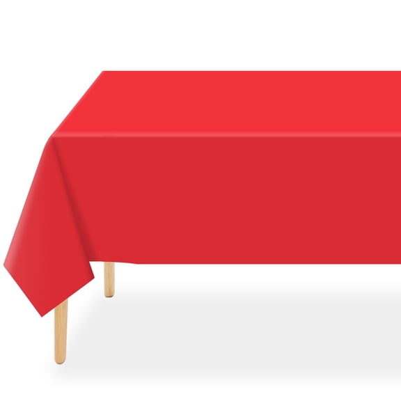2 Pack Disposable Tablecloth Plastic 54 x 108 Inch, Red Rectangle Table Cover for Festive Events Family Gatherings, Easy Clean, Red