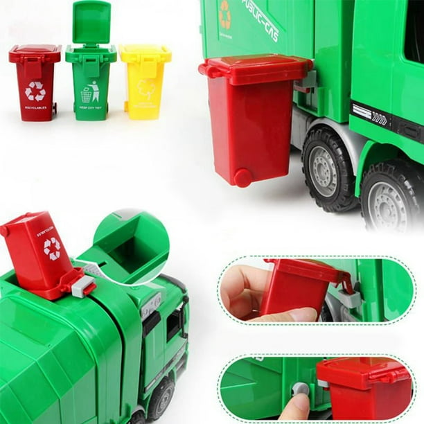 Camión de basura de inercia, juguete de saneamiento de basura de inercia de simulación para niños, el mejor en su clase
