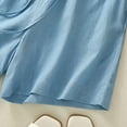 thumbnail image 6 of JGGSPWM Women's Wide Leg Cotton Linen High Waisted Elastic Pleated Casual Loose Bermuda Shorts Blue M, 6 of 9