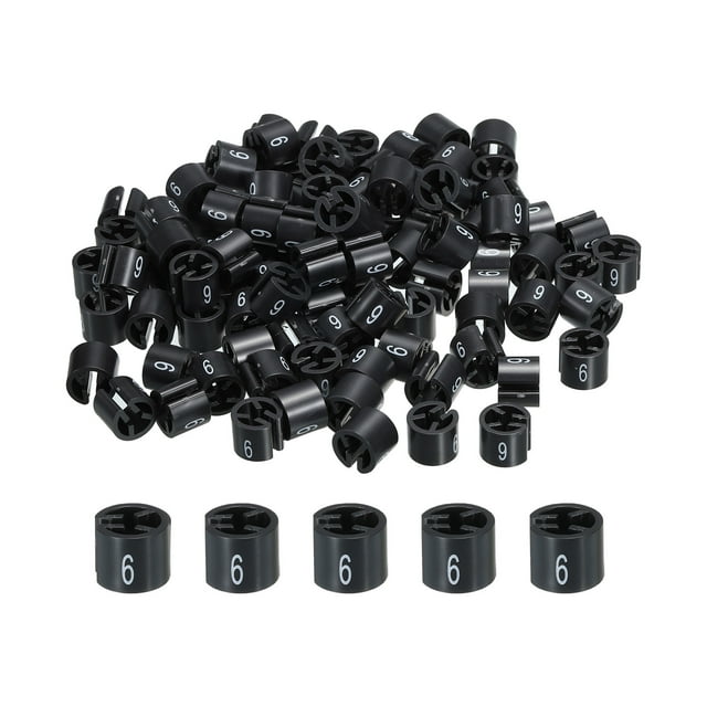 Unique Bargains Marqueur de Cintre à Vêtements Marqueur de Cintre Coloré Tailleur de Vêtements Étiquette (Numéro 6, Noir), Lot de 100