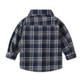 thumbnail image 3 of GYRATEDREAM Toddler Baby Boys Button down Plaid Shirt Kids Cotton Long Sleeve Lapel Warm Thicken Shirt Coat Top with Pockets Children Fall Winter Clothes Navy Blue for 2-10 Years, 3 of 8