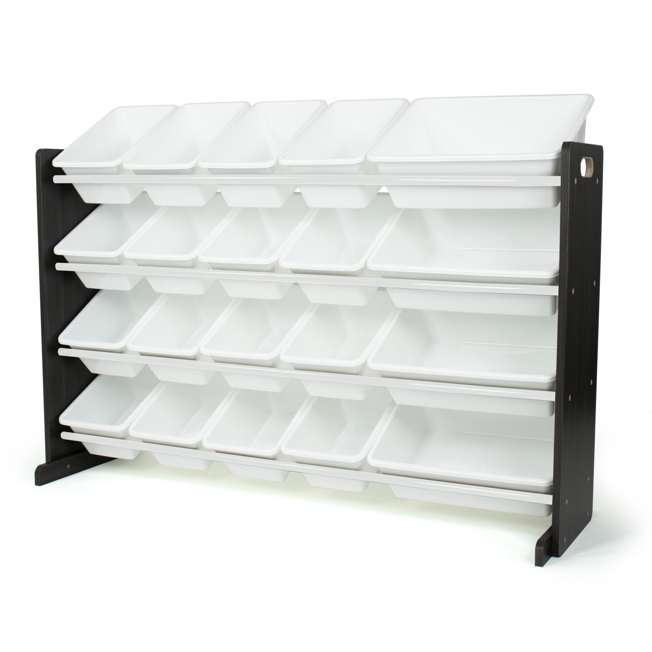 Humble Crew Espresso Extra Large Kids Toy Storage Organizer with 20 Plastic Storage Bins, Espresso/White