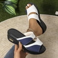 thumbnail image 4 of Dakaela Womens Orthotic Walking Sandals Arch Support Summer Slides Platform Wedge Flip Flops Blue 7, 4 of 8