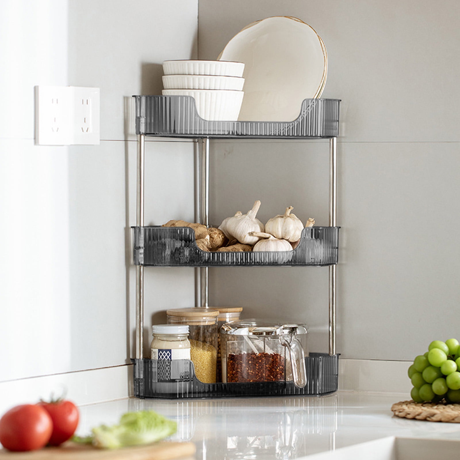 Sorbus 3-Tier Clear Plastic Spice Rack, Step Shelf Organizer for