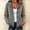 Gray, variant on Women Hooded Patchwork Shacket Long Sleeve Button Down Ribbed Knit Denim Spliced Shirt Jacket Casual Loose Outerwear