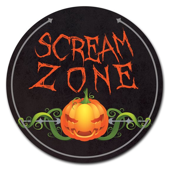SignMission Corrugated Plastic Sign With Stakes 16" Circular - Scream Zone | Coroplast Yard Sign With Stake |  Made in the USA
