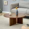 thumbnail image 3 of TesNus 31.5 Inch Wooden Round Coffee Table Walnut Modern Center Table for Living Room Office and Small Space, 3 of 7