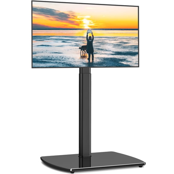 TAVR Furniture Modern Black Floor TV Stand for TVs up to 65”, Universal Swivel Mount, Black