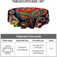 thumbnail image 3 of Tablecloth Round Paisley Floral Table Cloth Retro Colorful Indian Style Boho Ethnic Flowers Table Cover for Dining Room Kitchen Decoration Round Tablecloths 60 inch, 3 of 6