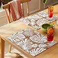 thumbnail image 4 of Palm Tree Monstera Placemats Set of 12 Brown Tan Leaf Boho Botanical Tropical Place Mats Indoor Wipeable Table Mats Washable Cloth Dining Table Placemats for Kitchen Holiday Party Decor 13x19 Inch, 4 of 9
