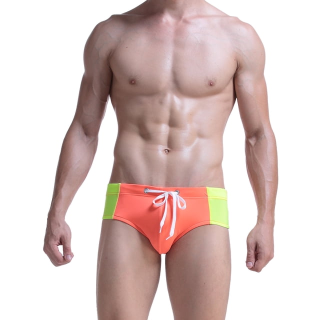 Aayomet Maillots de Bain pour Hommes avec Doublure de Compression Maillots de Bain de Printemps de Plage Caleçons Courts de Bain Triangulaires (Orange, G)