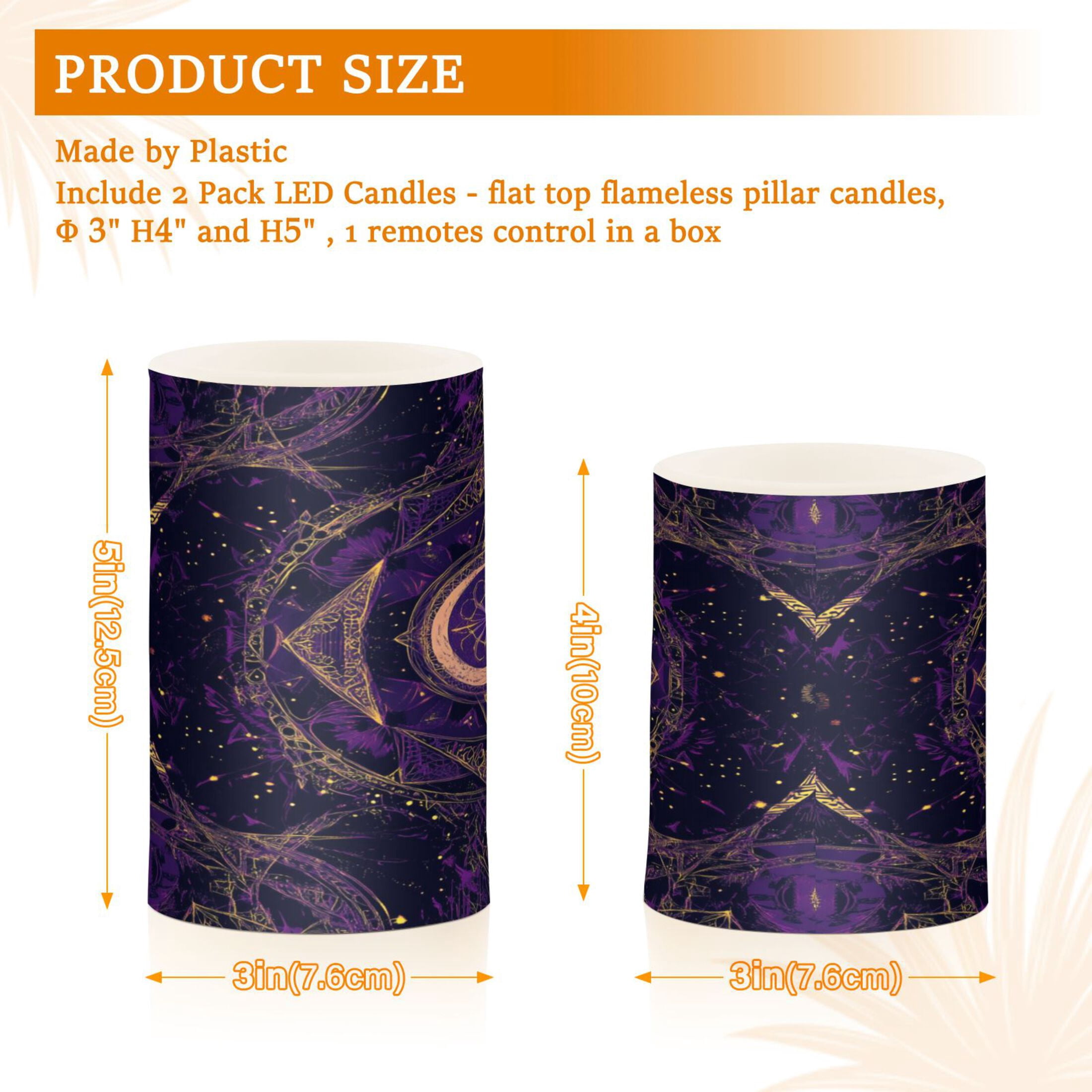 2 PCS Flameless Candles with Remote Timer LED Battery Operated Flickering Candle Light for Wedding Table Home Decoration Gifts Mystical Lines Pattern
