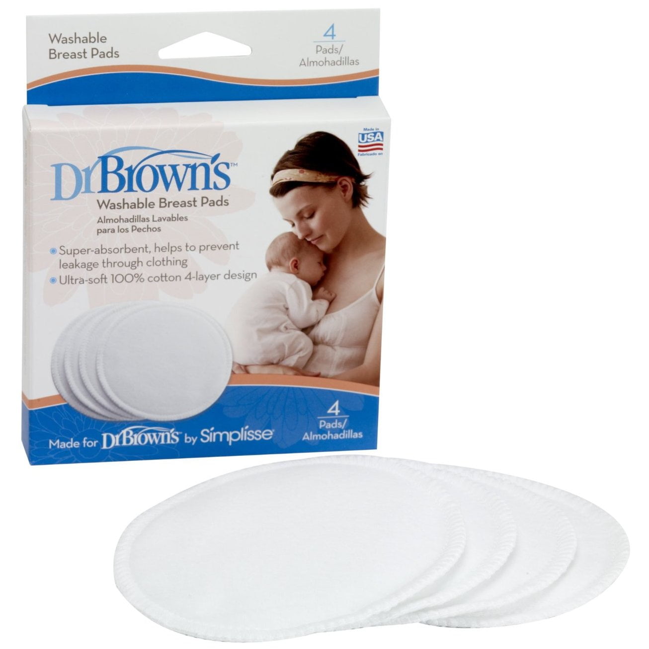 Dr. Brown's Washable Breast Pads, 4 Pack