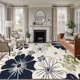 thumbnail image 2 of Area Rug 72×108in, Vintage Farm Flower Texture Floor Carpet Living Room Rug, Spring Watercolor Wildflower Non-Slip Welcome Mat Indoor Rugs for Bedroom Dining Room, 2 of 9