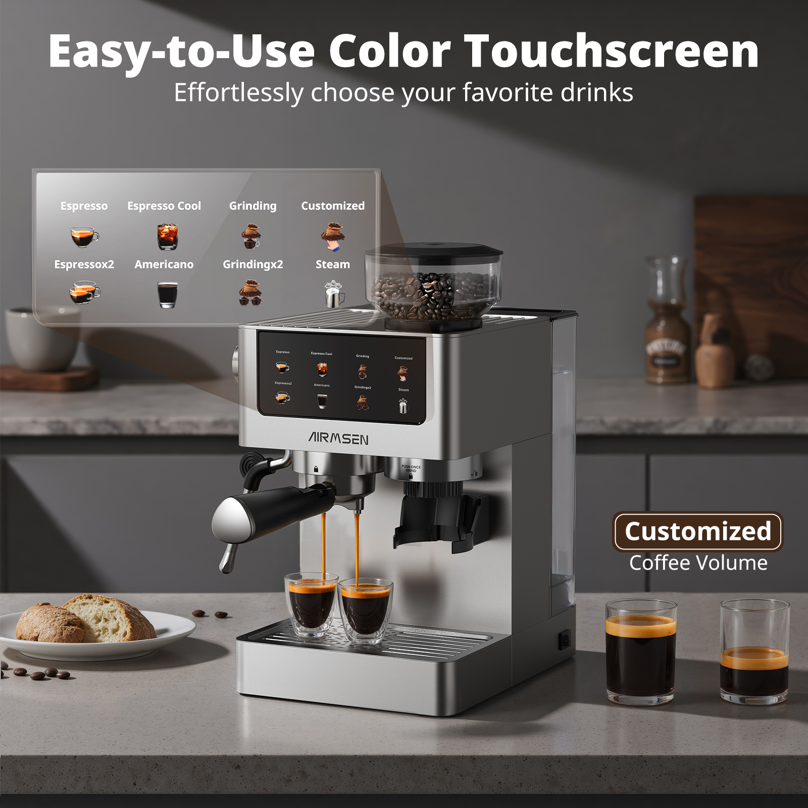 AIRMSEN Espresso Machine with Grinder photo 6