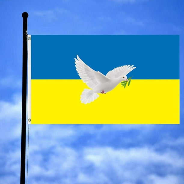 Bandera de la paz, Bandera de barlovento de 150X90 Cm, símbolo del signo de la paz de la Paloma, bandera de colores vivos para Patio, césped, decoración al aire libre del hogar
