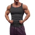 thumbnail image 2 of Men'S Square Neck Ribbed Slim Fit Sports Tank Top Dark Gray L, 2 of 9