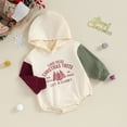thumbnail image 3 of Fortune Barboteuse de Noël Bébé 0-24M Garçon Fille Patchwork Coloré Manches Longues Imprimé Lettre à Capuche, 3 of 9