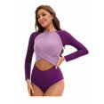 thumbnail image 3 of Top-kevin Women's Long Sleeve One Piece Swimsuits Rash Guard Modest Full Coverage Bathing Suit, 3 of 13