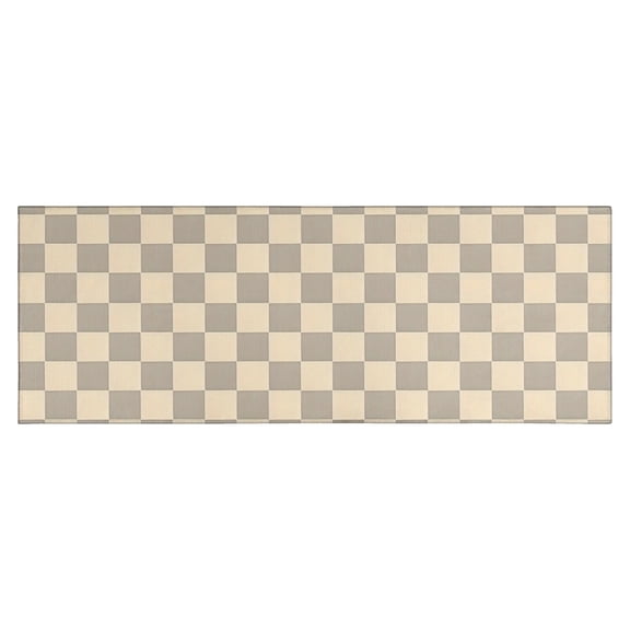 Beige Gray Checkerboard Checkered Pattern Kitchen Rug Mat,Kitchen Runner Rugs Non Skid Washable,Decorative Kitchen Floor Mats for Kitchen,Sink,Laundry,17"X47"