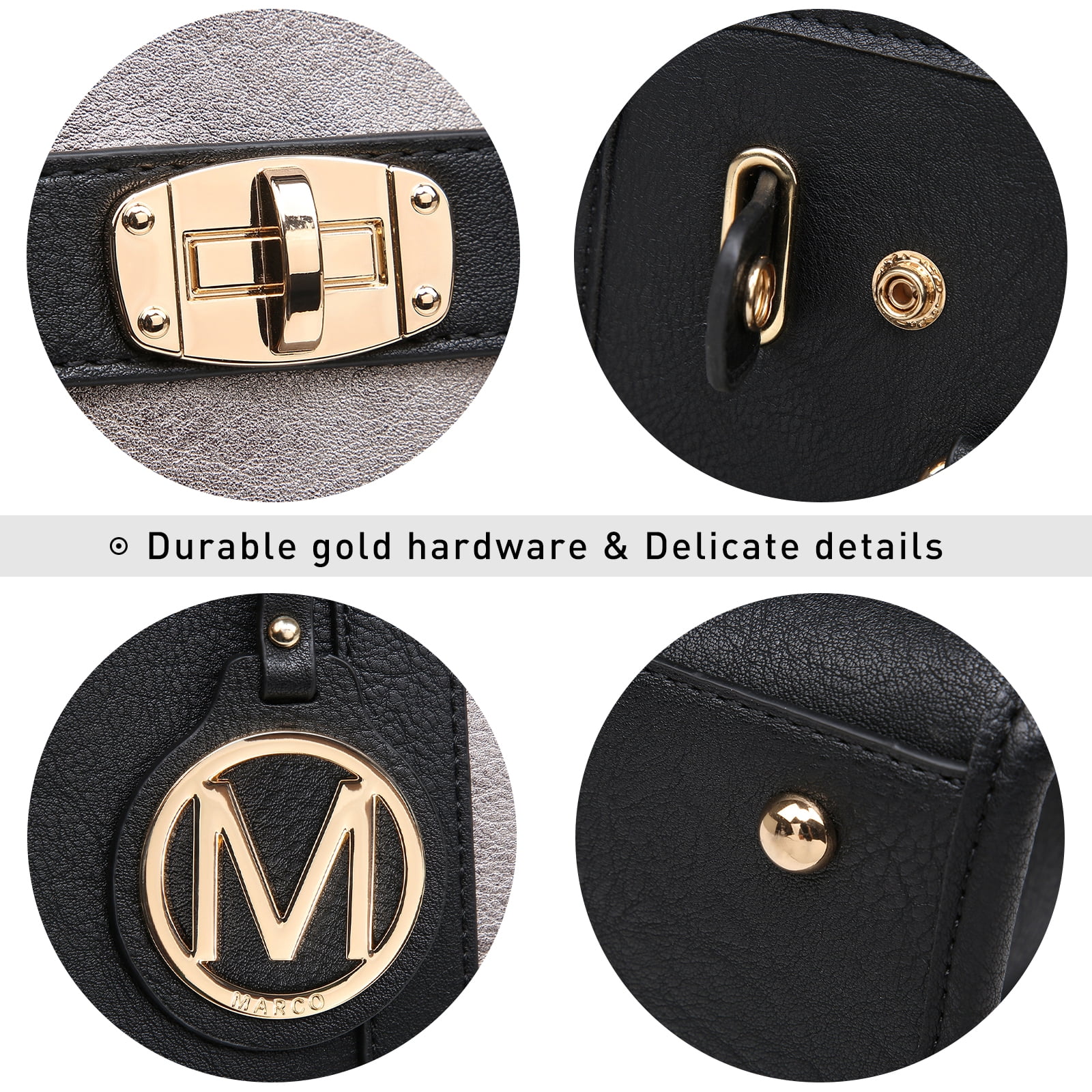 MKP Womens Satchel Female Handbags Two Tone Vegan Leather Shoulder Bag with Wallet 2pcs Set