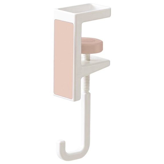 Clamp-On Desk Hook, 6.1X1.97X1.26" Adjustable Purse Hook for desk, Screw Table Side Hanging Hook, No Drill Backpack Hanger, Plastic Headphone Holder, Desk Side Organizer for Headphones Bags Cables