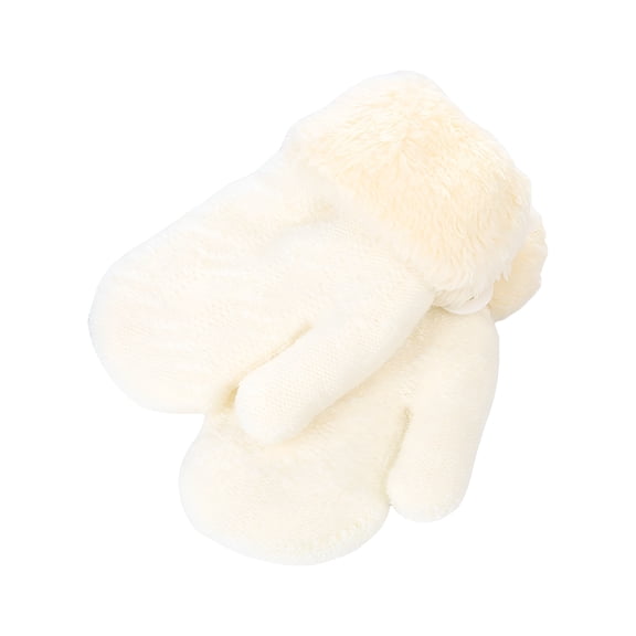 TELOLY Baby Hand Mittens Baby Girl Mittens Fleece Toddler Boy Mittens Warm Kids Winter Gloves Unisex Cold Weather Baby Gloves White Winter Gloves, 0-36 Months