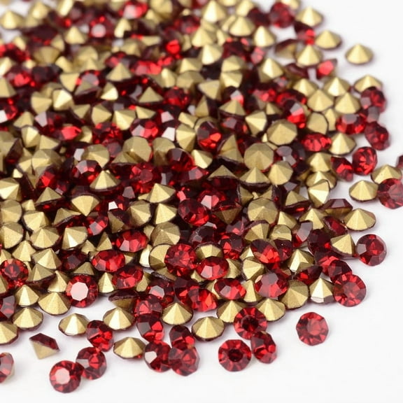Back Plated Grade A Diamond Glass Pointed Rhinestone Siam 1.9~2mm about 1440pcs/bag