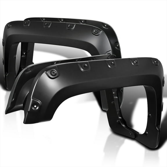 Spec-D Tuning 4PC Front   Rear Bolt On Pocket Rivet Style Smooth Fender Flares Compatible with 2016-2018 GMC Sierra 1500 Fleetside