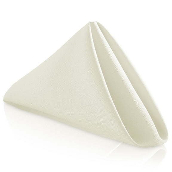 Lann's Linens Set of 12 Reusable Cloth Dinner Napkins, 20-inch Polyester Fabric Napkins for Holidays, Weddings and Events, Machine Washable, Ivory