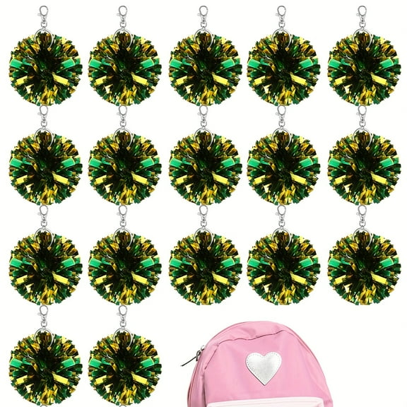 Cheer Pom Pom Keychain Cheerleader Gifts Cheerleading Keyring Charm Foil with Keychain Hooks for Women Accessories