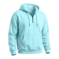 thumbnail image 4 of Qwertyu Big and Tall Hoodies for Men Crew Neck Long Sleeve Quarter Zip Up Sweatshirt Fall Winter Casual Loose Pullover Hoodies with Pockets Blue S, 4 of 5
