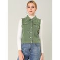 thumbnail image 2 of Unique Bargains Women's Turn Down Collar Button Denim Washed Vest, 2 of 6