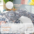 thumbnail image 2 of Bohemian Bedding Duvet Cover Set Full Size 4 Pieces Vintage Tribal Boho Floral Monaco Ethnic Style Blue Bedding Set with Zipper Closure, 1 Comforter Cover 86x86 Inches 1 Flat Sheet & 2 Pillow Cases, 2 of 7