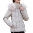 thumbnail image 2 of Parkas de manga larga para mujer, chaqueta informal de algodón con capucha y mangas largas de colores., 2 of 9