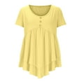 thumbnail image 4 of Womens Tops, Womens Short Sleeve Tiered Ruffle Tops Casual Flowy Loose Fit Solid Color Summer Peasant T Shirt, 4 of 6
