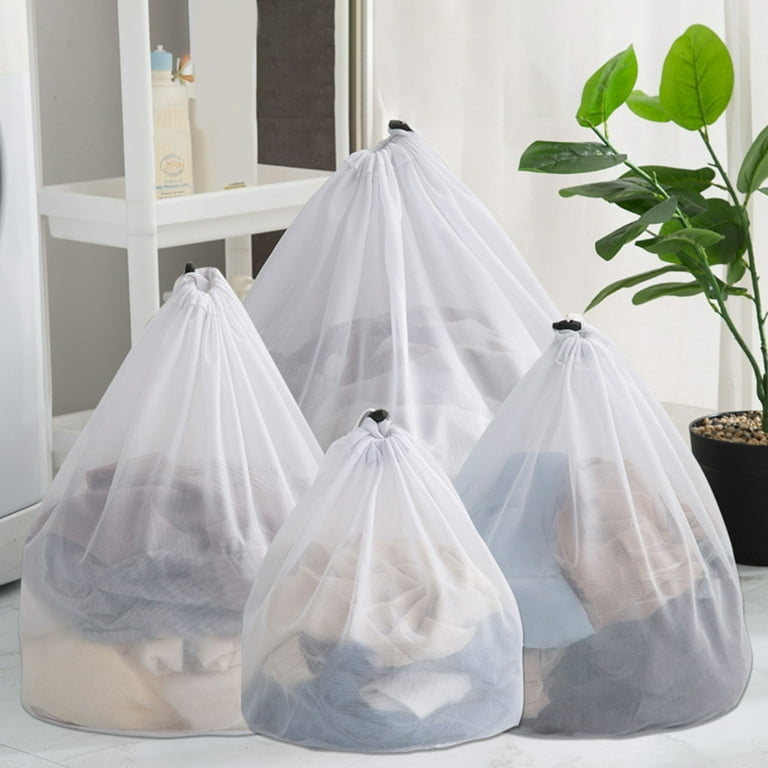 Drawstring Laundry Bag Coarse Net Washing Bags Dirty Clothes Organizer  Pouch 4Pcs Set Laundry Bag For Washing Machine Household